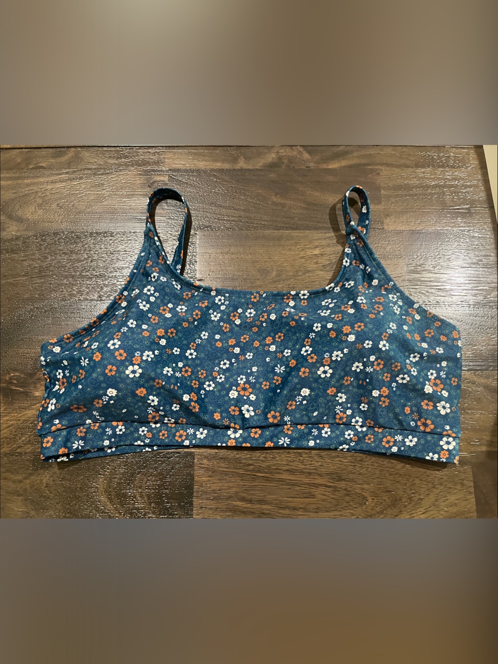 Meet.Curve 2XL Floral Swim Bikini Top in Teal Orange White Flowers NWOT